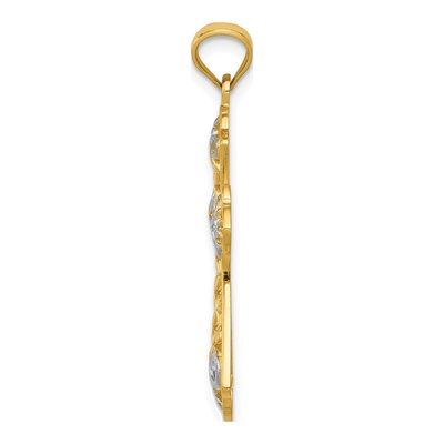 14K Yellow Gold Diamond-Cut Filigree Cross Pendant – view 3