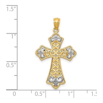 14K Yellow Gold Diamond-Cut Filigree Cross Pendant – view 5
