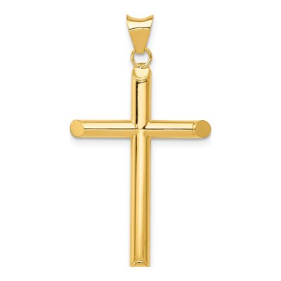 14K Yellow Gold Tube Cross Pendant