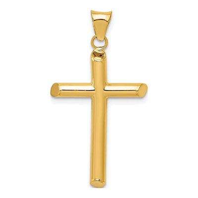 14K Yellow Gold Tube Cross Pendant