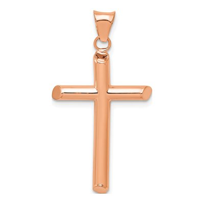 14K Rose Gold Tube Cross Pendant