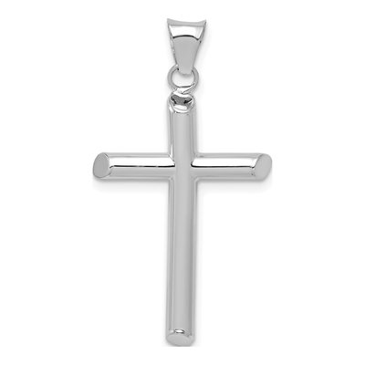 14K White Gold Tube Cross Pendant