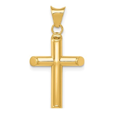 14K Yellow Gold Tube Cross Pendant