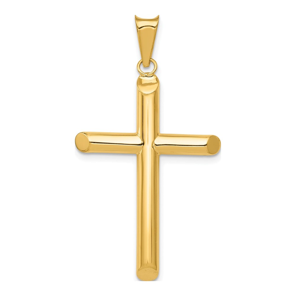 14K Yellow Gold Polished Tube Cross Pendant