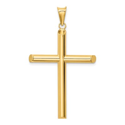 14K Yellow Gold Tube Cross Pendant