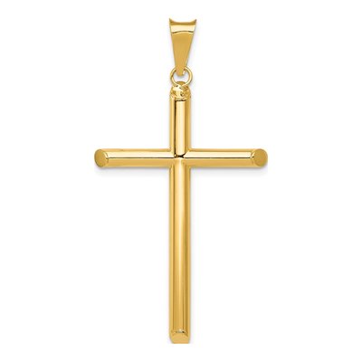14K Yellow Gold Tube Cross Pendant
