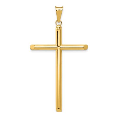 14K Yellow Gold Tube Cross Pendant