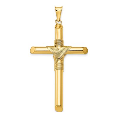 14K Yellow Gold Wrapped Cross Pendant