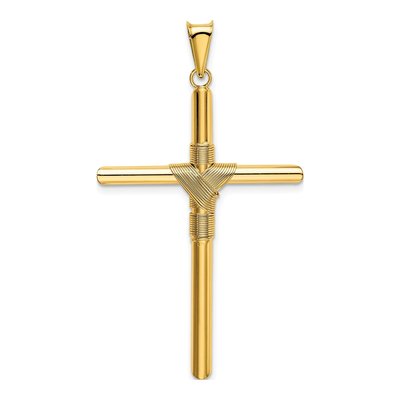 14K Yellow Gold Wrap Tube Cross Pendant – view 4