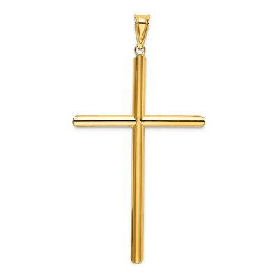 14K Yellow Gold Extra Large Tube Cross Pendant – view 4