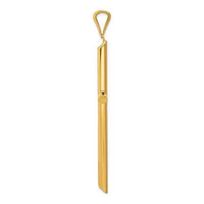 14K Yellow Gold Large Tube Cross Pendant – view 3