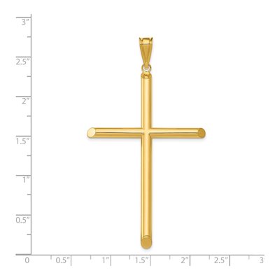 14K Yellow Gold Large Tube Cross Pendant – view 5