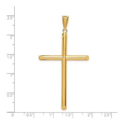 14K Yellow Gold Large Tube Cross Pendant – view 4