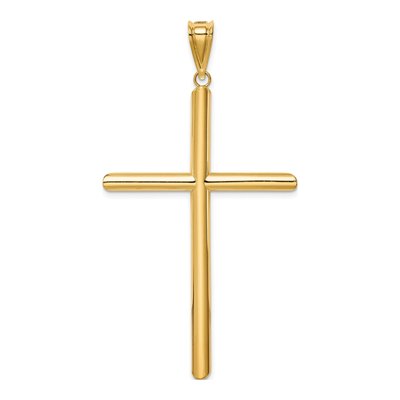 14K Yellow Gold Large Tube Cross Pendant – view 5