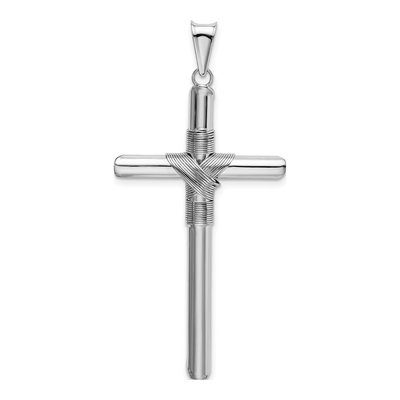 14K White Gold Wrapped Tube Cross Pendant – view 4