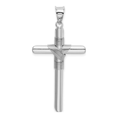 14K White Gold Wrap Tube Cross Pendant – view 4
