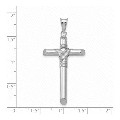 14K White Gold Wrap Tube Cross Pendant – view 5