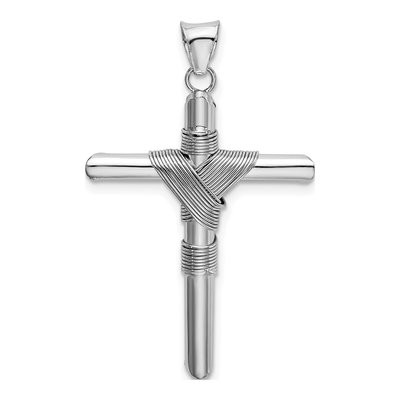 14K White Gold Wrap Tube Cross Pendant – view 4
