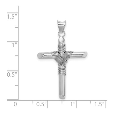 14K White Gold Wrap Tube Cross Pendant – view 5