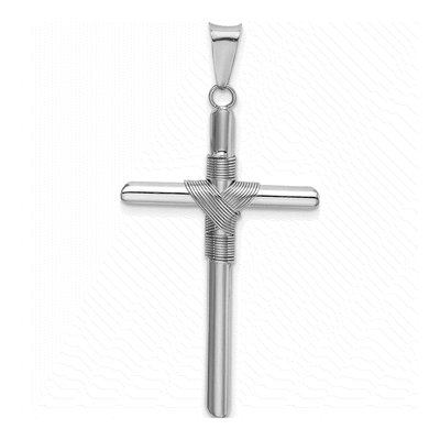 14K White Gold Wrap Tube Cross Pendant – view 4
