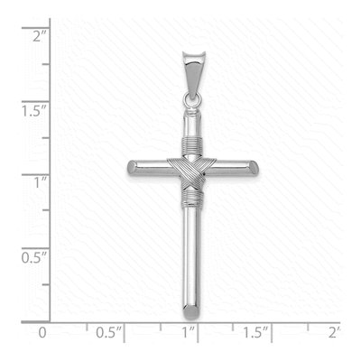 14K White Gold Wrap Tube Cross Pendant – view 5