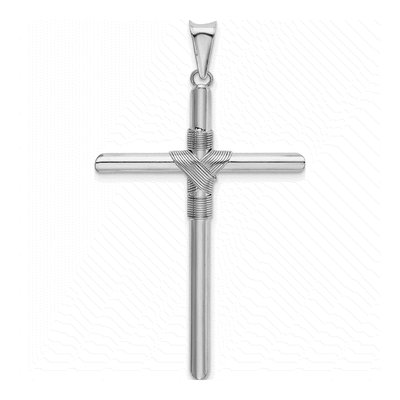 14K White Gold Wrap Tube Cross Pendant – view 4