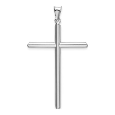14K White Gold Tube Cross Pendant – view 4