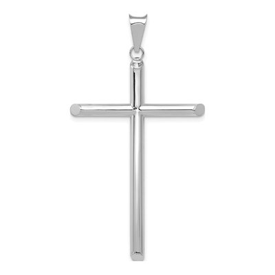 14K White Gold Tube Cross Pendant