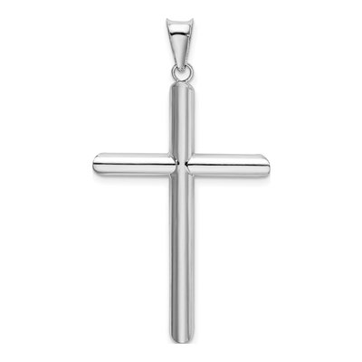 14K White Gold Tube Cross Pendant – view 4