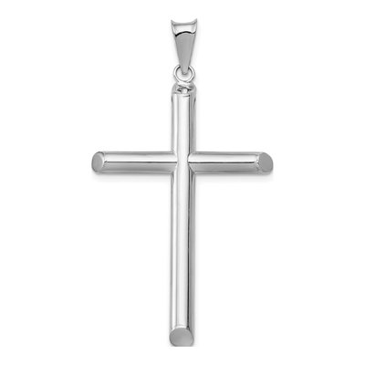 14K White Gold Tube Cross Pendant