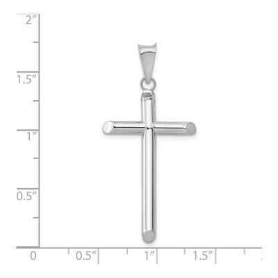 14K White Gold Tube Cross Pendant – view 5
