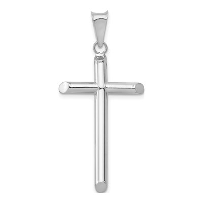 14K White Gold Tube Cross Pendant