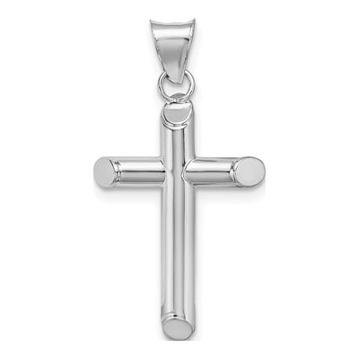 14K White Gold Tube Cross Pendant