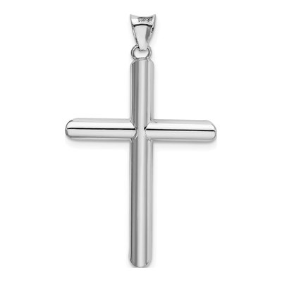 14K White Gold Tube Cross Pendant – view 4