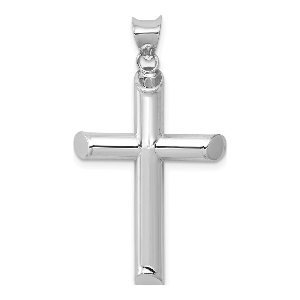 14K White Gold Tube Cross Pendant