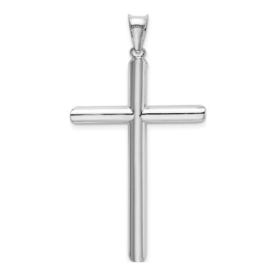 14K White Gold Tube Cross Pendant – view 4