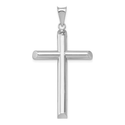 14K White Gold Tube Cross Pendant