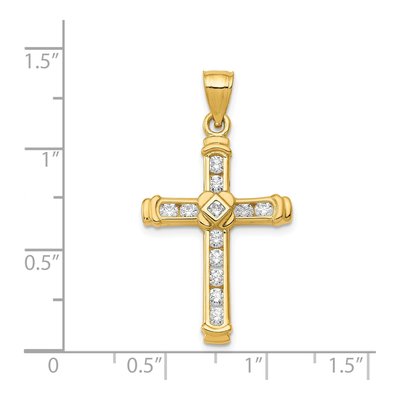 14K Yellow Gold CZ Cross Pendant – view 5