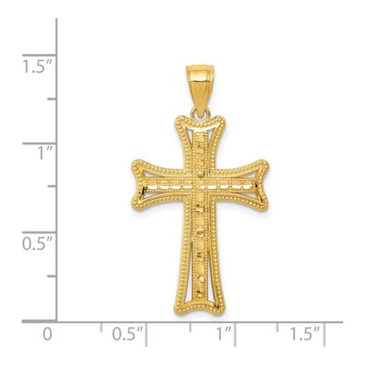 14K Yellow Gold Diamond-Cut Cross Pendant – view 5