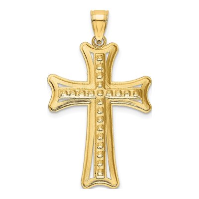 14K Yellow Gold Diamond-Cut Cross Pendant – view 4