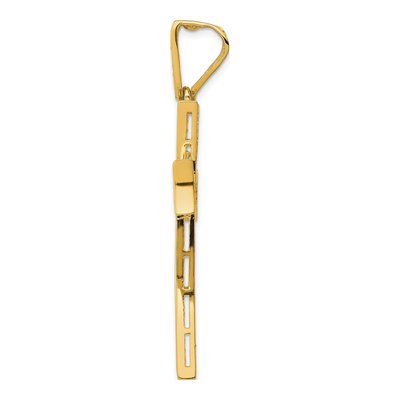 14K Yellow Gold CZ Micro Pave Cross Pendant – view 3