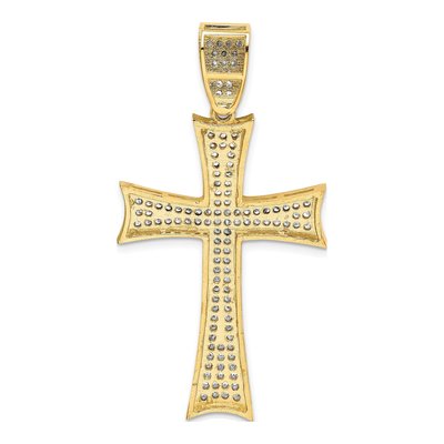 14K Yellow Gold CZ Micro Pave Cross Pendant – view 4
