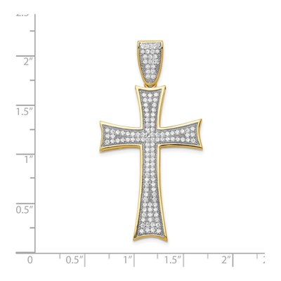 14K Yellow Gold CZ Micro Pave Cross Pendant – view 5