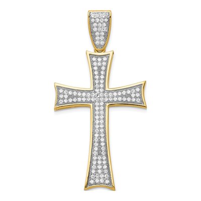14K Yellow Gold CZ Micro Pave Cross Pendant