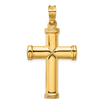 14K Yellow Gold Stamping Cross Pendant