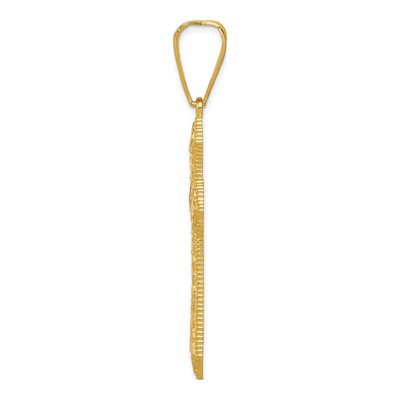 14K Yellow Gold Diamond-Cut Budded Cross Pendant – view 3