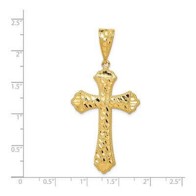 14K Yellow Gold Diamond-Cut Budded Cross Pendant – view 5