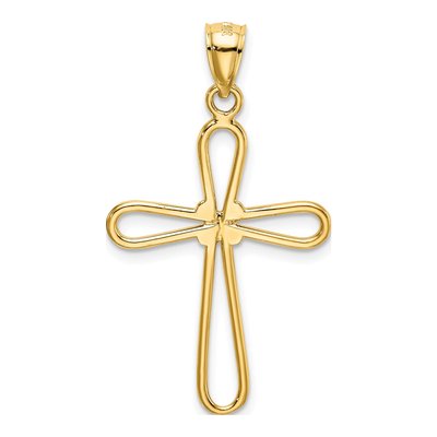 14K Yellow Gold Rounded Cross Pendant – view 4