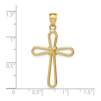 14K Yellow Gold Rounded Cross Pendant – view 5