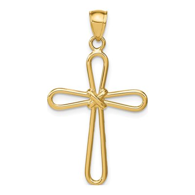 14K Yellow Gold Rounded Cross Pendant